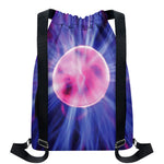 Purple Plasma Ball Print Drawstring Backpack