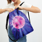 Purple Plasma Ball Print Drawstring Backpack