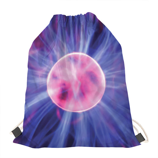 Purple Plasma Ball Print Drawstring Bag