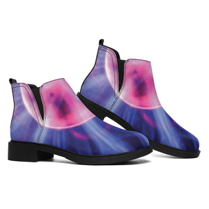 Purple Plasma Ball Print Flat Ankle Boots