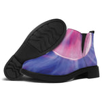 Purple Plasma Ball Print Flat Ankle Boots