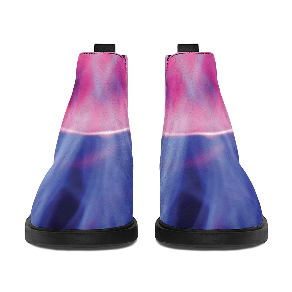 Purple Plasma Ball Print Flat Ankle Boots