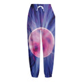 Purple Plasma Ball Print Fleece Lined Knit Pants