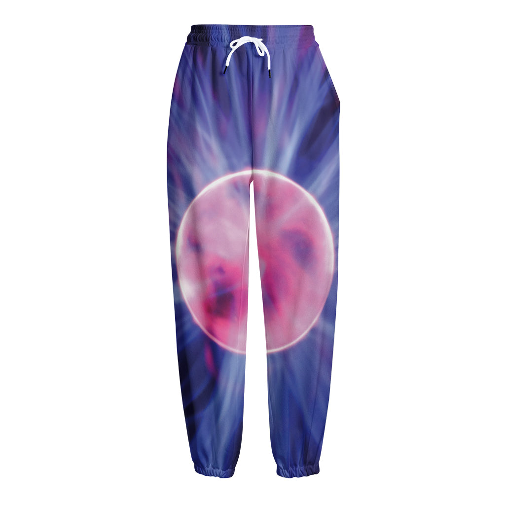 Purple Plasma Ball Print Fleece Lined Knit Pants