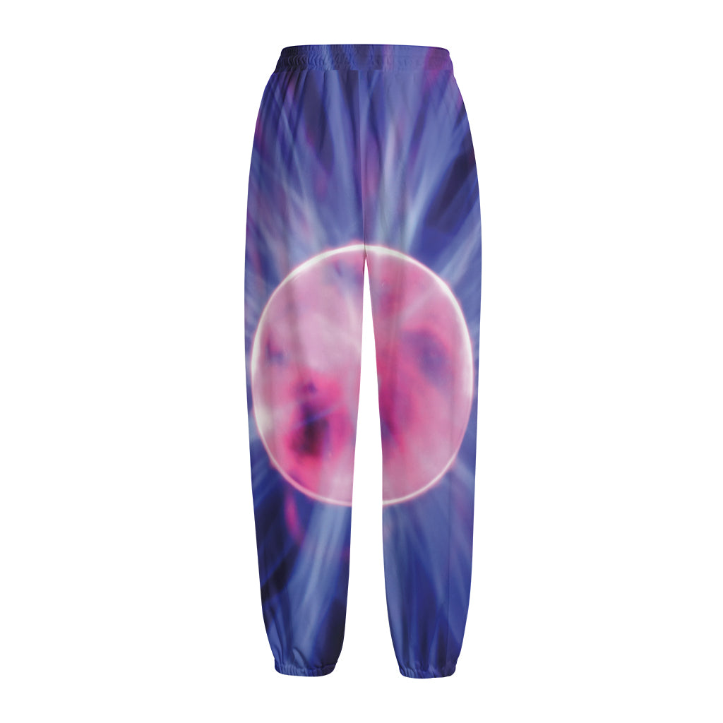 Purple Plasma Ball Print Fleece Lined Knit Pants