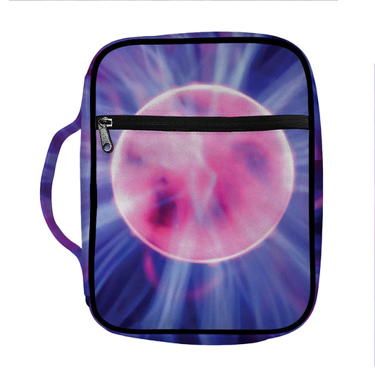 Purple Plasma Ball Print Front Pocket Bible Bag