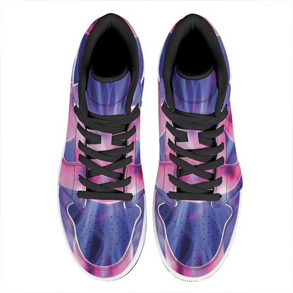 Purple Plasma Ball Print High Top Leather Sneakers