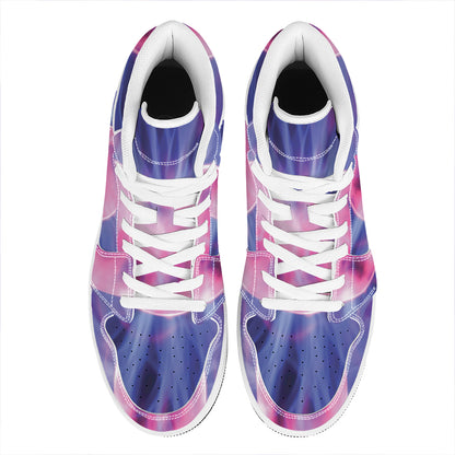 Purple Plasma Ball Print High Top Leather Sneakers