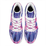 Purple Plasma Ball Print High Top Leather Sneakers