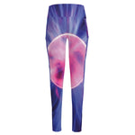 Purple Plasma Ball Print High-Waisted Pocket Leggings