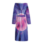 Purple Plasma Ball Print Hooded Bathrobe