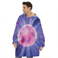 Purple Plasma Ball Print Hoodie Blanket