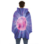 Purple Plasma Ball Print Hoodie Blanket