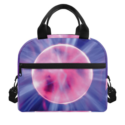 Purple Plasma Ball Print Insulated Lunch Bag