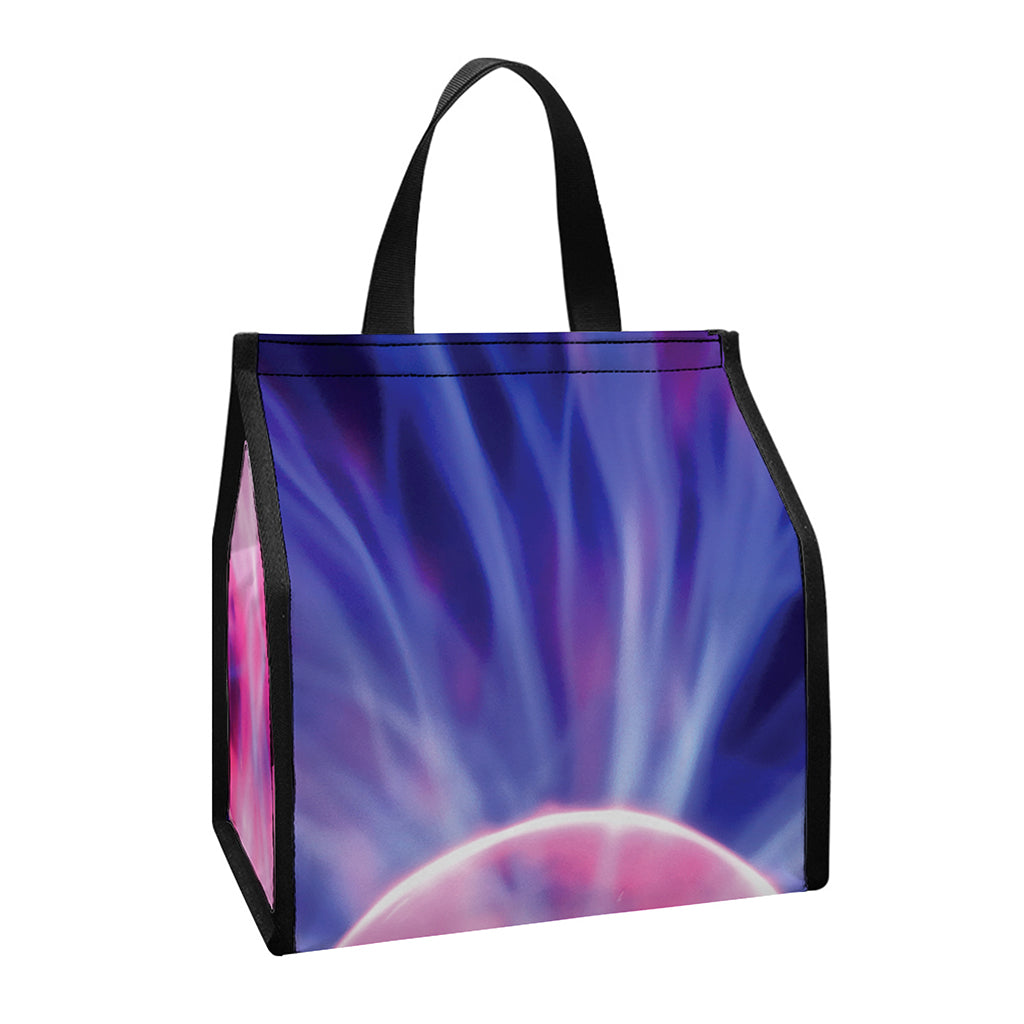 Purple Plasma Ball Print Insulated Lunch Tote