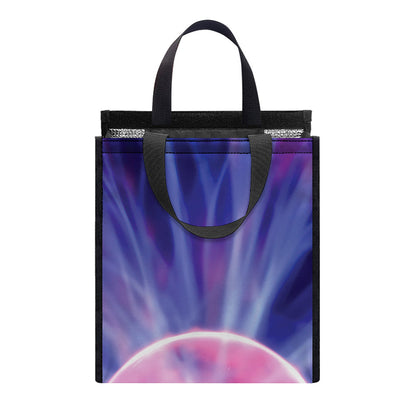 Purple Plasma Ball Print Insulated Lunch Tote