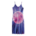 Purple Plasma Ball Print Jersey Midi Cami Dress