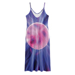 Purple Plasma Ball Print Jersey Midi Cami Dress