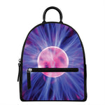 Purple Plasma Ball Print Leather Backpack