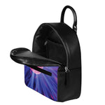 Purple Plasma Ball Print Leather Backpack
