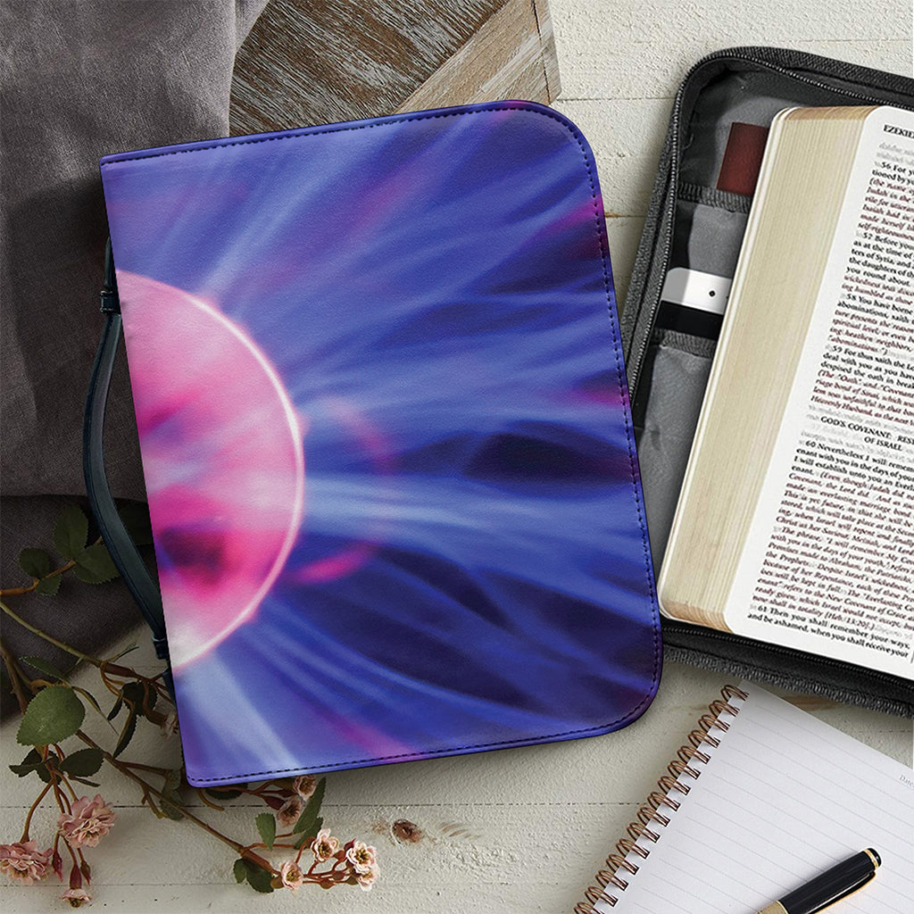 Purple Plasma Ball Print Leather Bible Cover