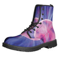 Purple Plasma Ball Print Lace-Up Boots