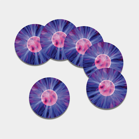 Purple Plasma Ball Print Leather Coaster Set