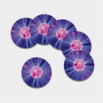 Purple Plasma Ball Print Leather Coaster Set