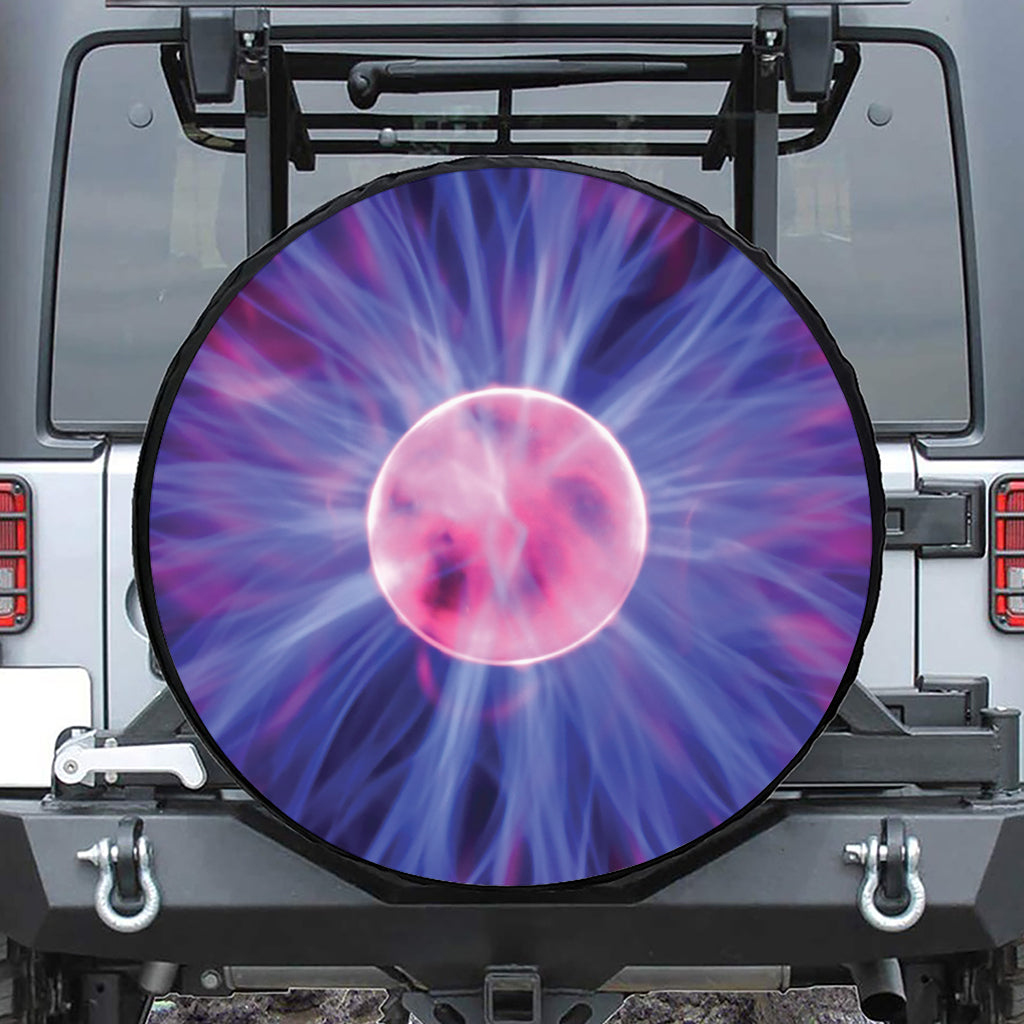 Purple Plasma Ball Print Leather Spare Tire Cover