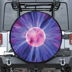 Purple Plasma Ball Print Leather Spare Tire Cover