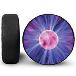 Purple Plasma Ball Print Leather Spare Tire Cover