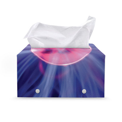 Purple Plasma Ball Print Leather Tissue Box Cover