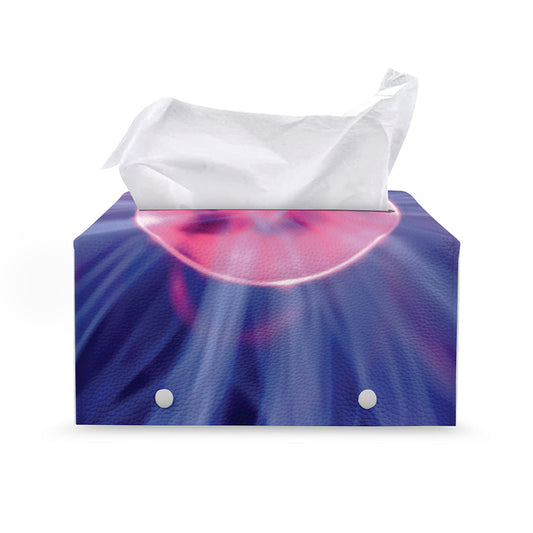 Purple Plasma Ball Print Leather Tissue Box Cover