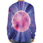 Purple Plasma Ball Print Long Sleeve Baseball Jersey