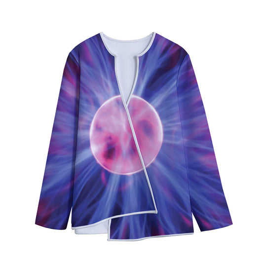 Purple Plasma Ball Print Long Sleeve Short Coat
