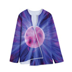 Purple Plasma Ball Print Long Sleeve Short Coat