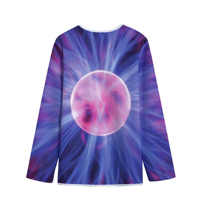 Purple Plasma Ball Print Long Sleeve Short Coat