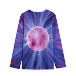 Purple Plasma Ball Print Long Sleeve Short Coat