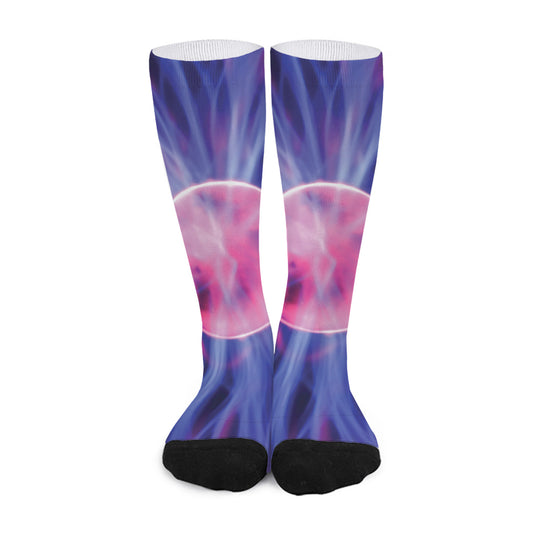 Purple Plasma Ball Print Long Socks