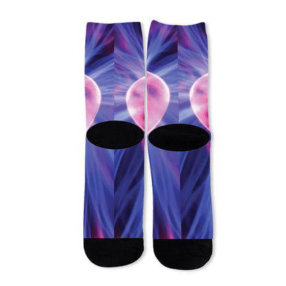 Purple Plasma Ball Print Long Socks