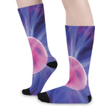 Purple Plasma Ball Print Long Socks