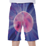 Purple Plasma Ball Print Men's Beach Shorts