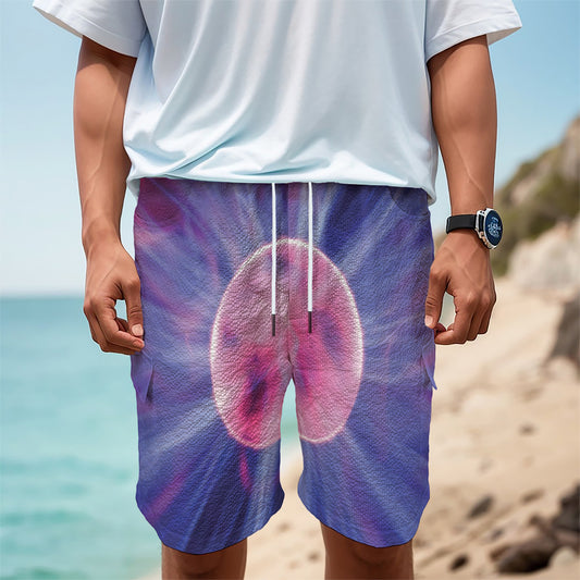 Purple Plasma Ball Print Men's Cargo Shorts