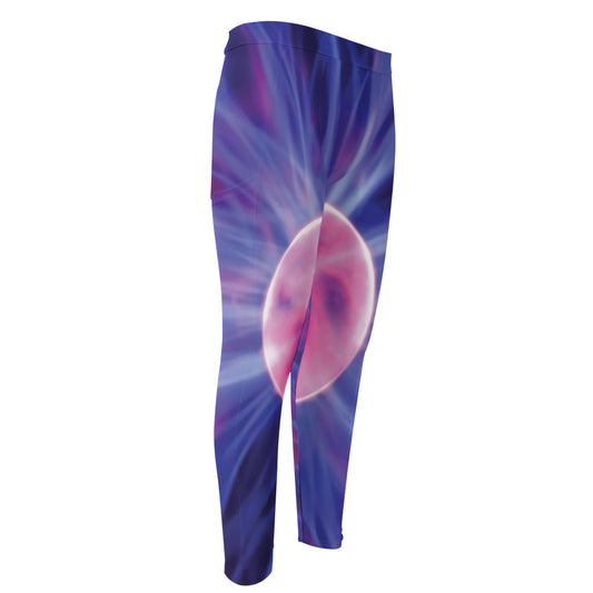 Purple Plasma Ball Print Men's Compression Pants
