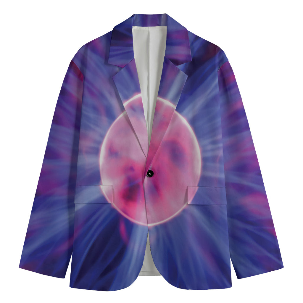 Purple Plasma Ball Print Men's Cotton Blazer