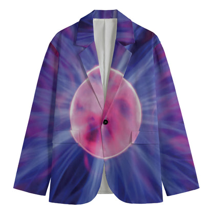 Purple Plasma Ball Print Men's Cotton Blazer