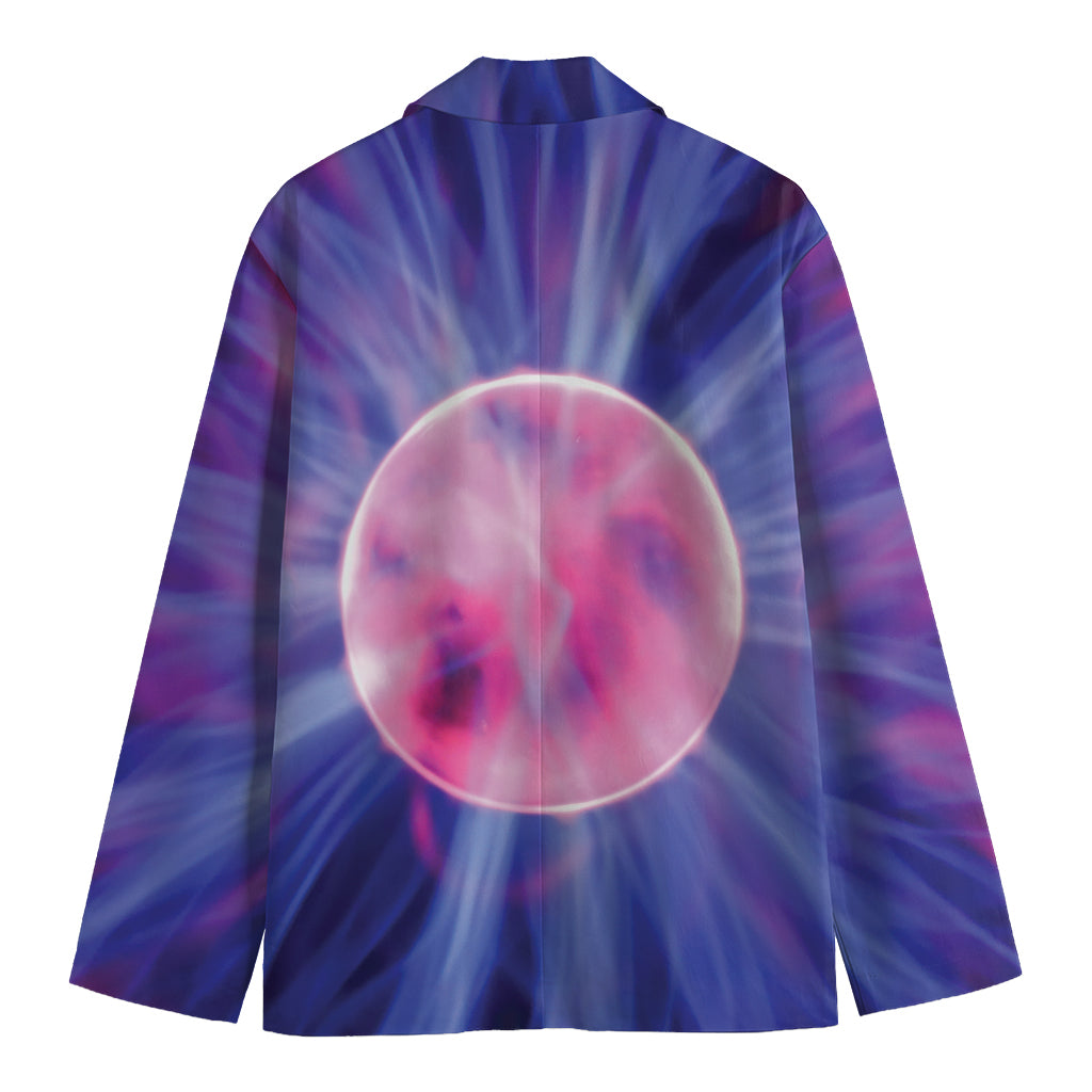 Purple Plasma Ball Print Men's Cotton Blazer