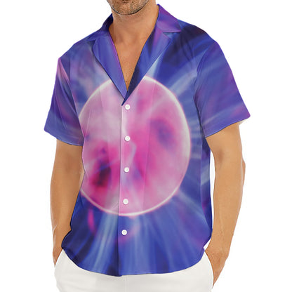 Purple Plasma Ball Print Men's Deep V-Neck Shirt