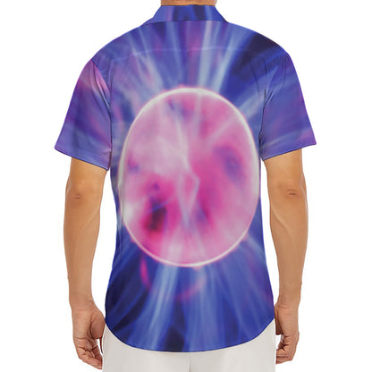 Purple Plasma Ball Print Men's Deep V-Neck Shirt