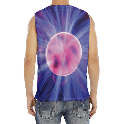 Purple Plasma Ball Print Men's Fitness Tank Top